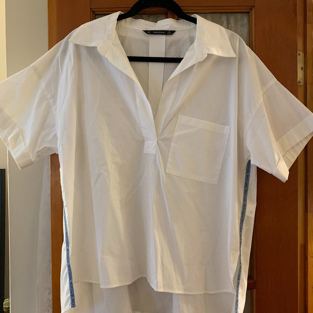 Chic White Zara Button Down Blouse